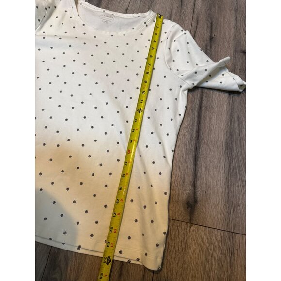 L.L. Bean Womens White Polka Dot T-Shirt L PET Soft Cotton Casual Top Round Neck - Picture 5 of 6